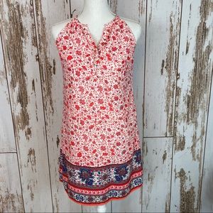 Anthro Skies Are Blue Red Floral Boho Dress Medium